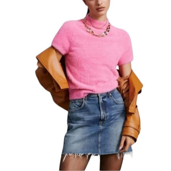 Maeve Anthropologie Eyelash Mock-Neck Sweater Tee Size XXS - Picture 4 of 17